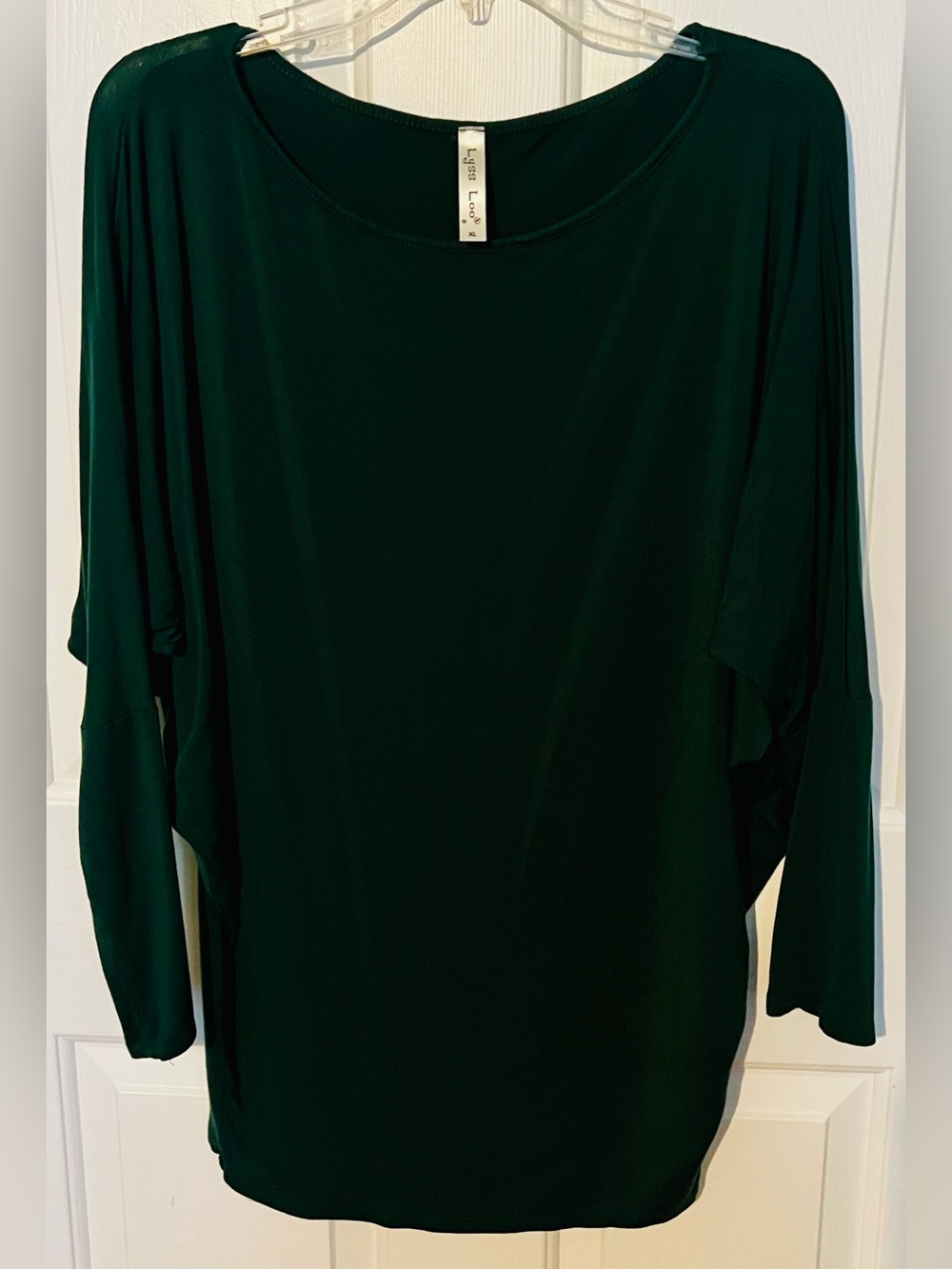 LYSS LOO RARE CONTEMPORARY LONG SLEEVE HUNTER GREEN DOLMAN TUNIC TOP Size XL
